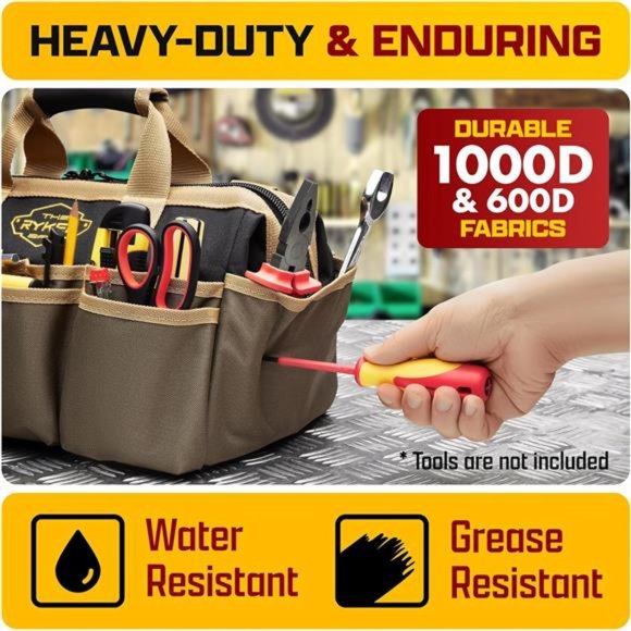 14" Tool Bag Organizer Small Tool Bag. Heavy Duty Tool Bags for Men. 22 Pocket - Picture 5 of 7